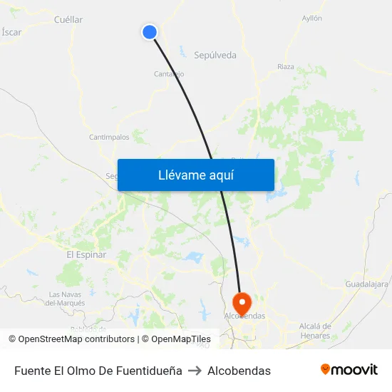 Fuente El Olmo De Fuentidueña to Alcobendas map