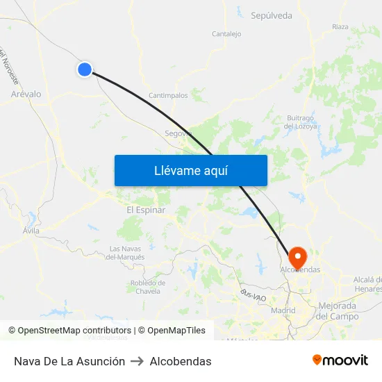 Nava De La Asunción to Alcobendas map