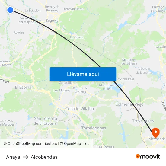 Anaya to Alcobendas map