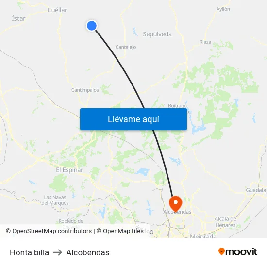 Hontalbilla to Alcobendas map
