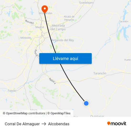 Corral De Almaguer to Alcobendas map