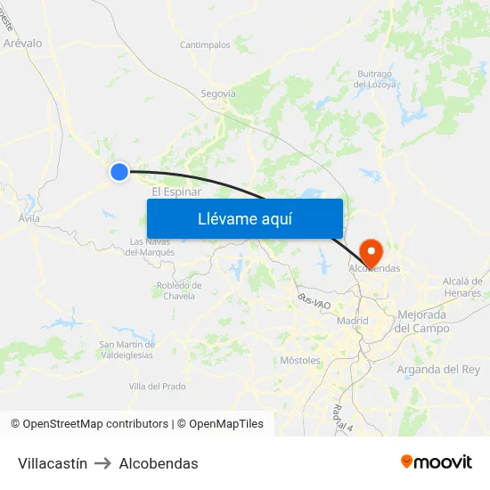 Villacastín to Alcobendas map