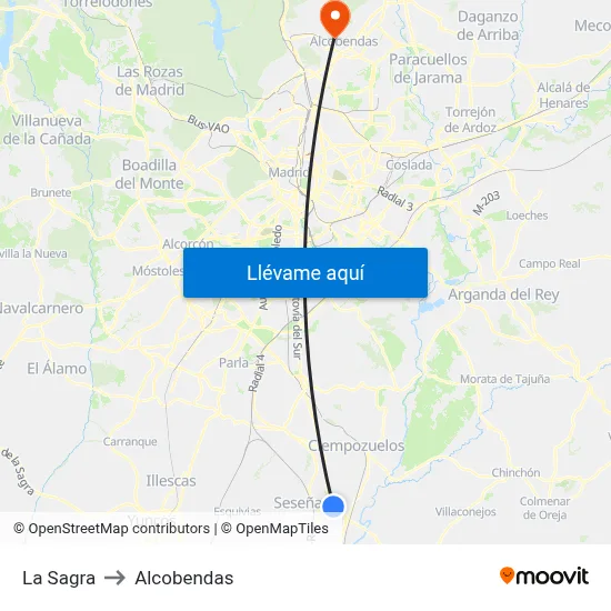 La Sagra to Alcobendas map