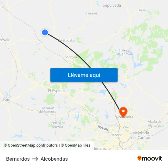 Bernardos to Alcobendas map