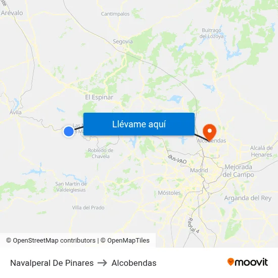 Navalperal De Pinares to Alcobendas map