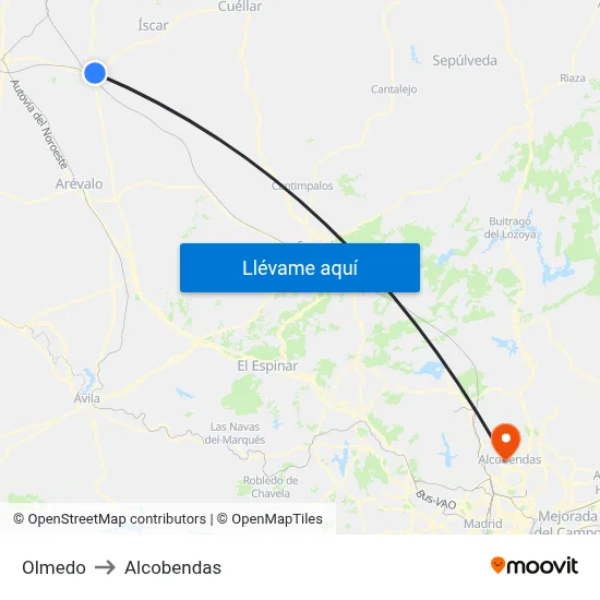 Olmedo to Alcobendas map