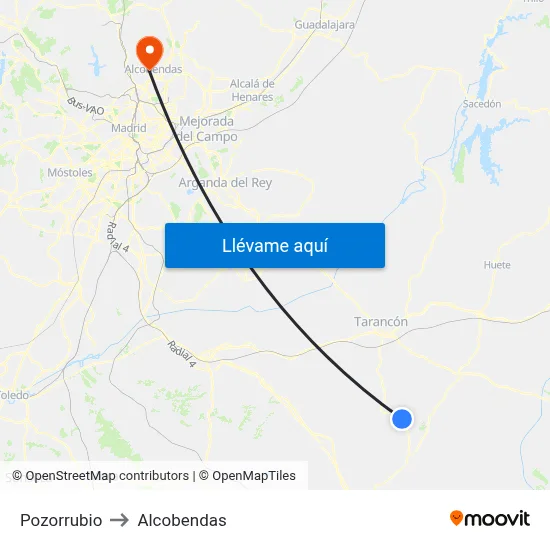 Pozorrubio to Alcobendas map