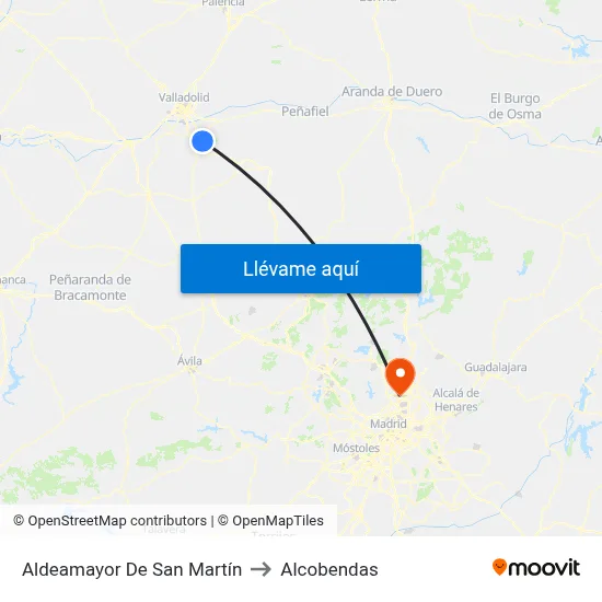 Aldeamayor De San Martín to Alcobendas map