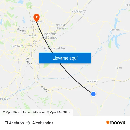 El Acebrón to Alcobendas map
