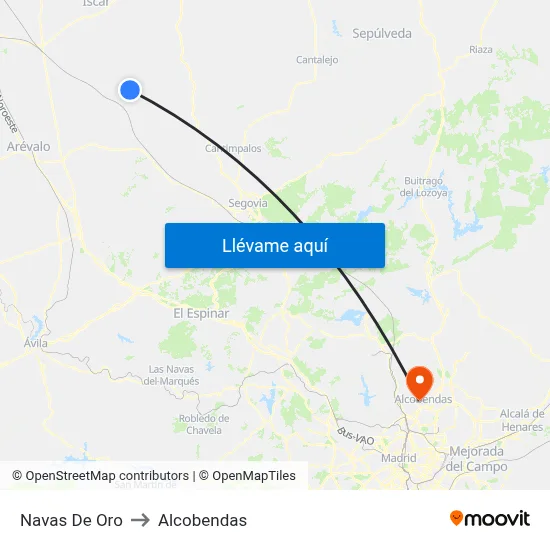 Navas De Oro to Alcobendas map