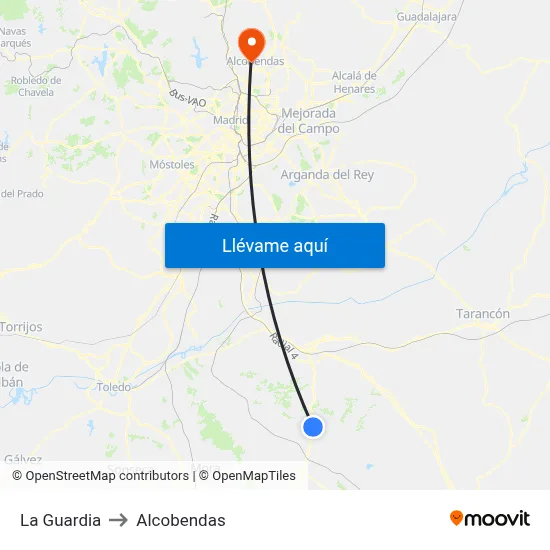 La Guardia to Alcobendas map
