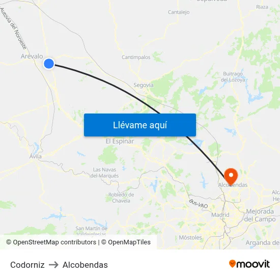 Codorniz to Alcobendas map