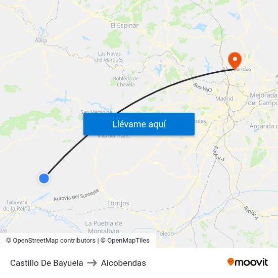 Castillo De Bayuela to Alcobendas map