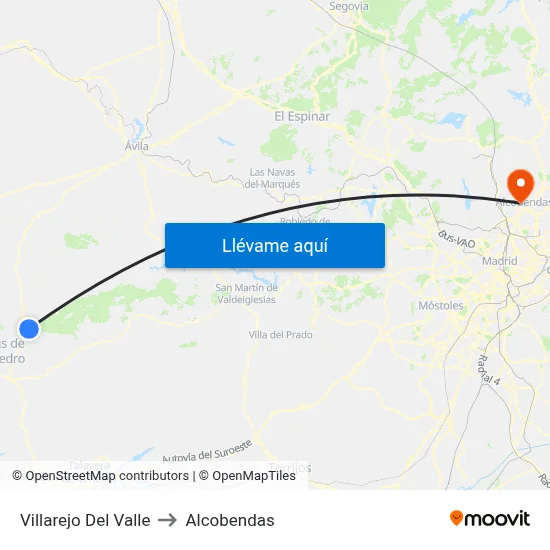 Villarejo Del Valle to Alcobendas map