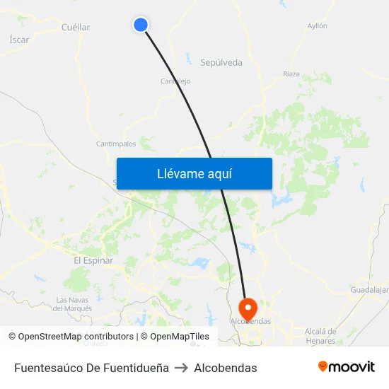 Fuentesaúco De Fuentidueña to Alcobendas map