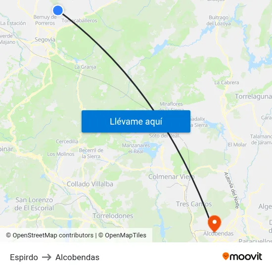 Espirdo to Alcobendas map