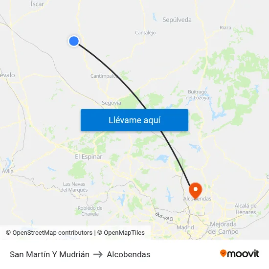 San Martín Y Mudrián to Alcobendas map