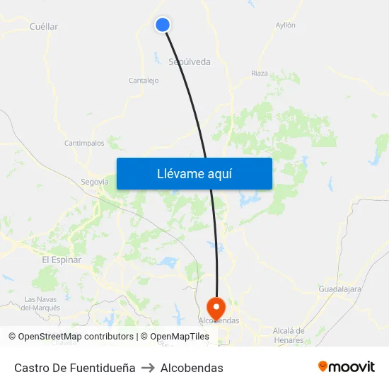 Castro De Fuentidueña to Alcobendas map