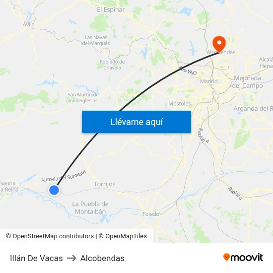 Illán De Vacas to Alcobendas map