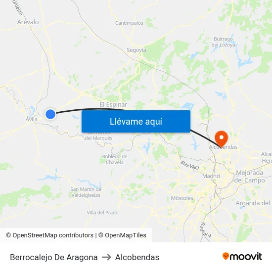 Berrocalejo De Aragona to Alcobendas map