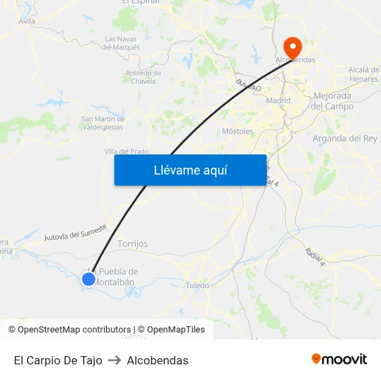 El Carpio De Tajo to Alcobendas map