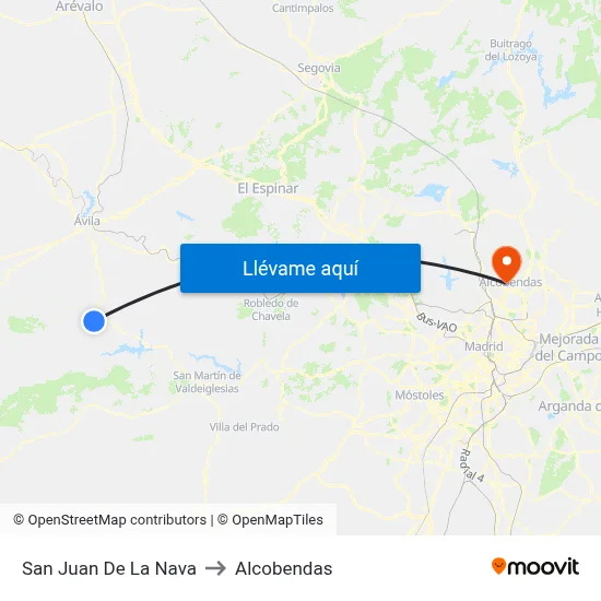 San Juan De La Nava to Alcobendas map