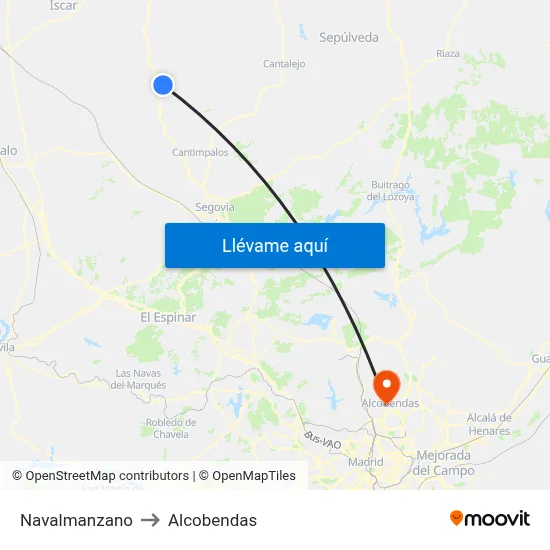 Navalmanzano to Alcobendas map