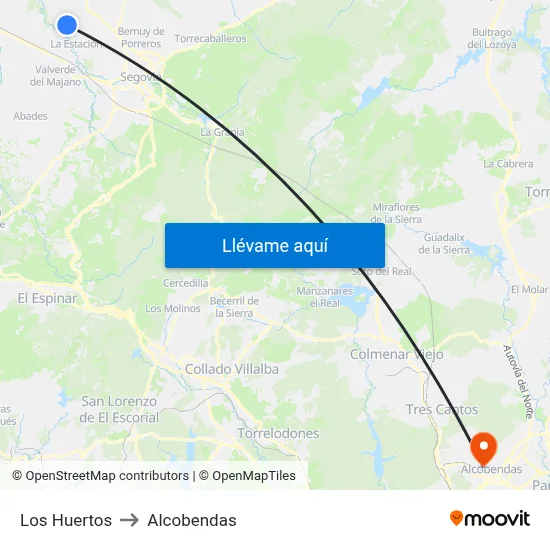 Los Huertos to Alcobendas map