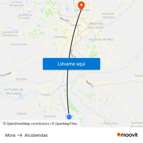 Mora to Alcobendas map