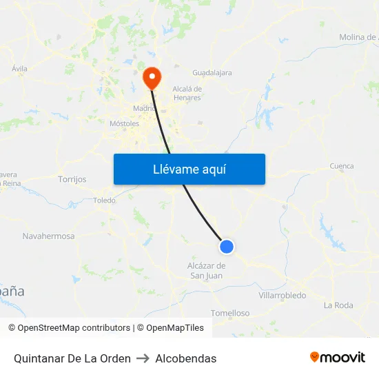 Quintanar De La Orden to Alcobendas map