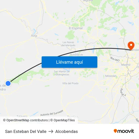San Esteban Del Valle to Alcobendas map