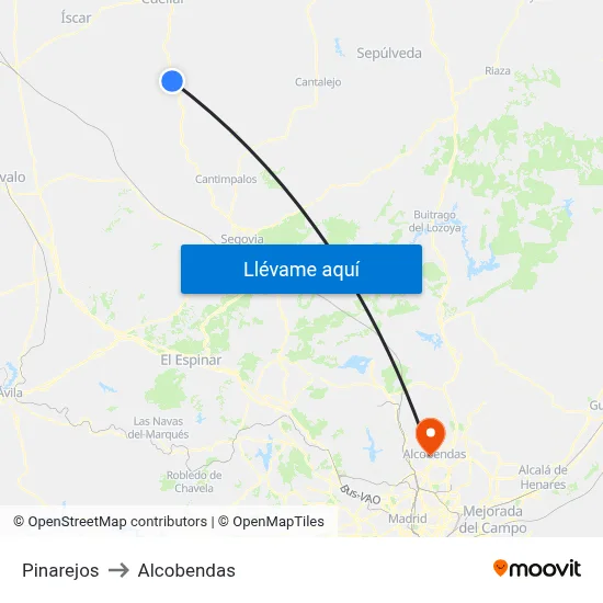 Pinarejos to Alcobendas map