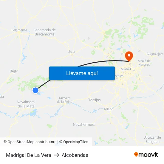 Madrigal De La Vera to Alcobendas map