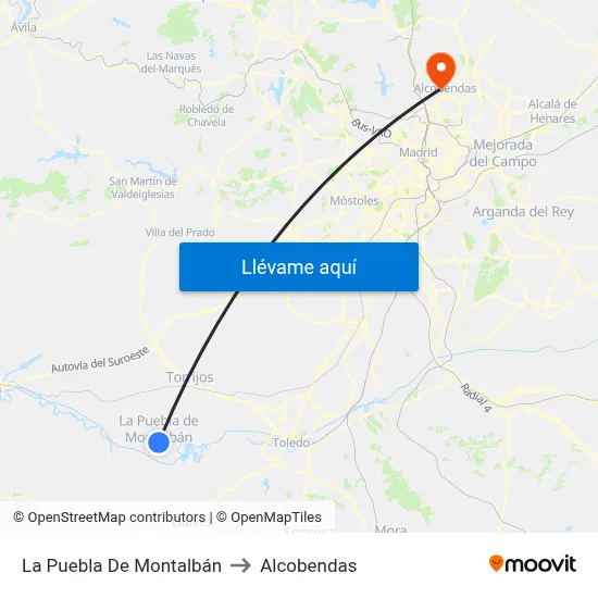 La Puebla De Montalbán to Alcobendas map