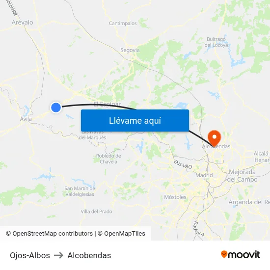 Ojos-Albos to Alcobendas map