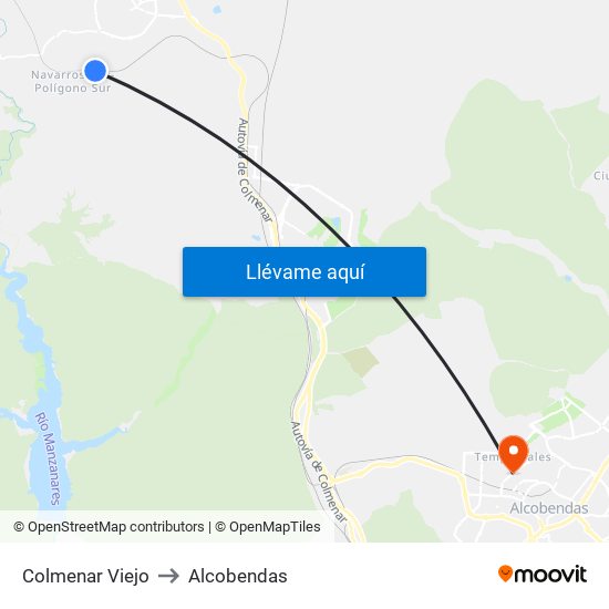 Colmenar Viejo to Alcobendas map