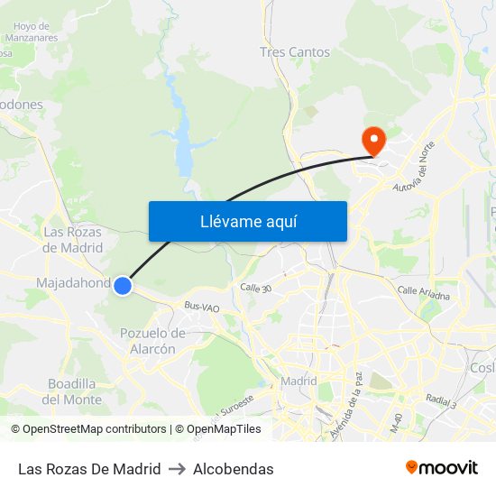 Las Rozas De Madrid to Alcobendas map