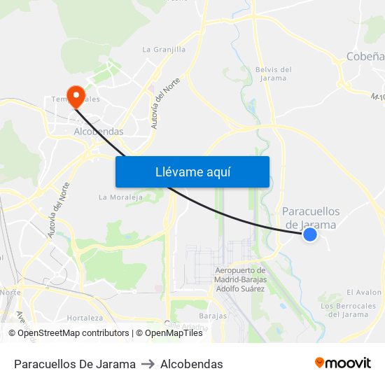 Paracuellos De Jarama to Alcobendas map