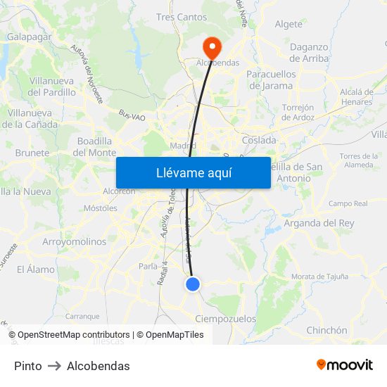 Pinto to Alcobendas map