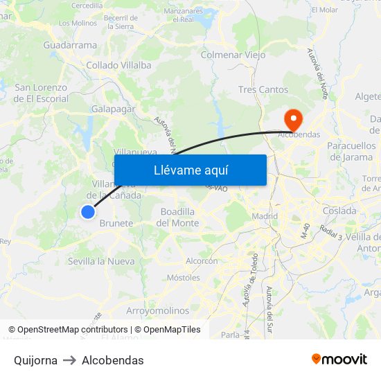 Quijorna to Alcobendas map
