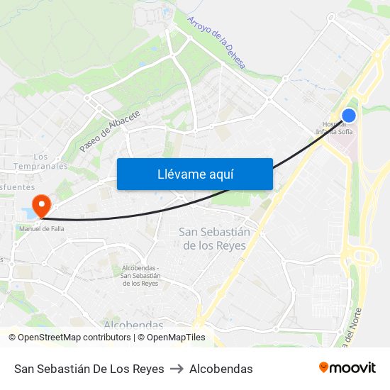 San Sebastián De Los Reyes to Alcobendas map