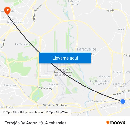 Torrejón De Ardoz to Alcobendas map
