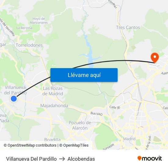Villanueva Del Pardillo to Alcobendas map