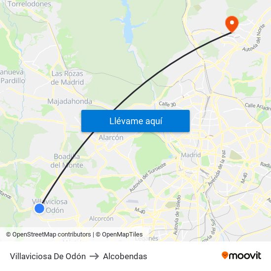 Villaviciosa De Odón to Alcobendas map