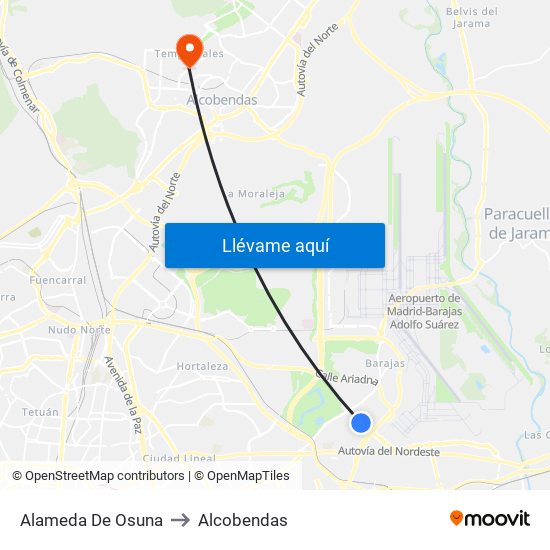 Alameda De Osuna to Alcobendas map