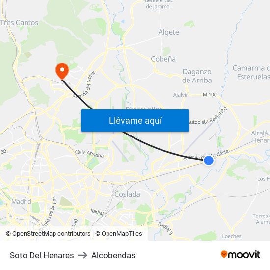 Soto Del Henares to Alcobendas map