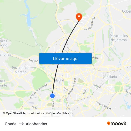 Opañel to Alcobendas map