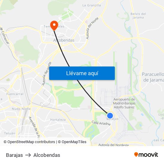 Barajas to Alcobendas map