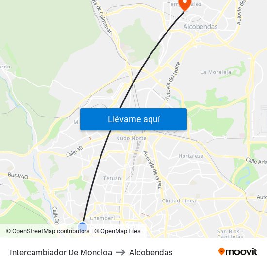 Intercambiador De Moncloa to Alcobendas map