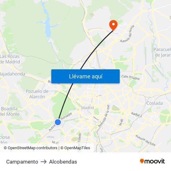 Campamento to Alcobendas map